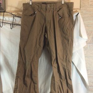 Mens Sz 34 x 32 OP SLIM STRAIGHT Camel Brown Color Distressed Pants pre-owned